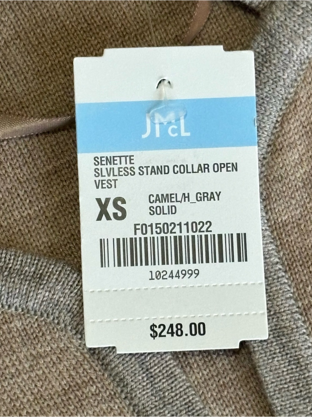 J. McLaughlin Wool Vest Extra Small Mid Length Wool Brown Jacket Open Front NWT - Picture 13 of 16